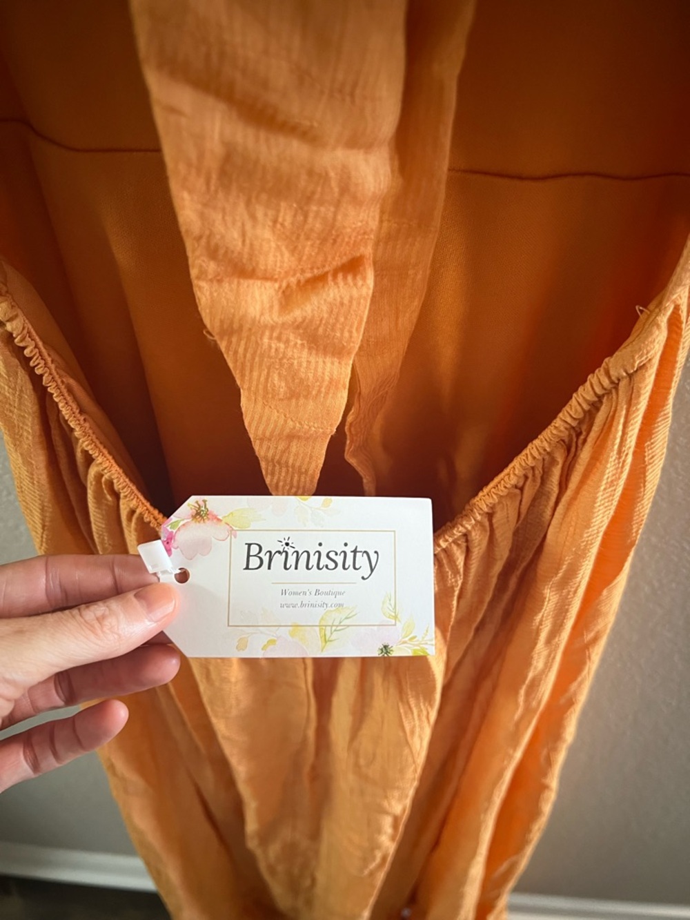 BiBi Orange Puff-Sleeve Tie-Front Maxi Dress - Picture 4 of 4
